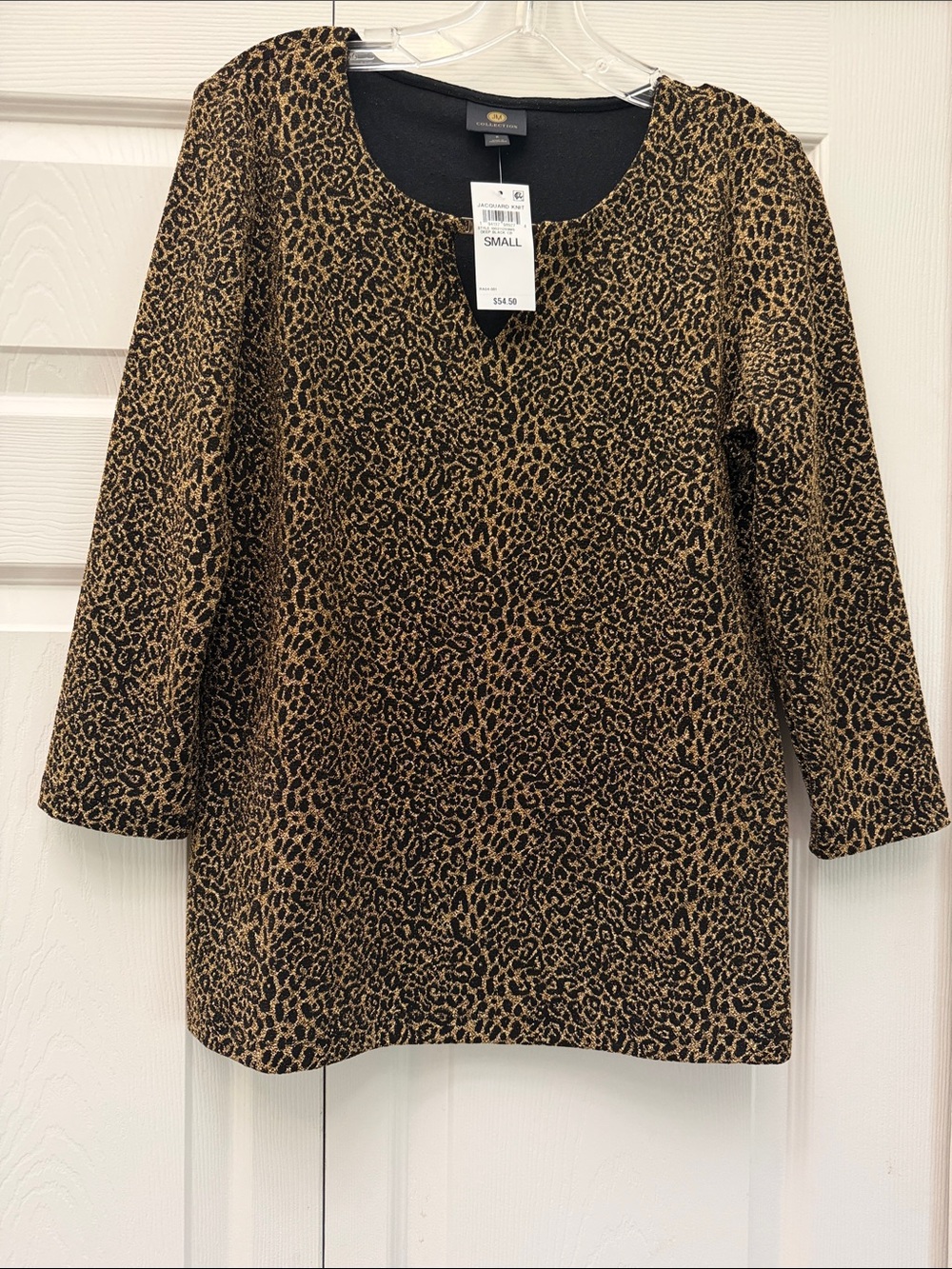 JM Collection Leopard Print Tunic in Black & Brown